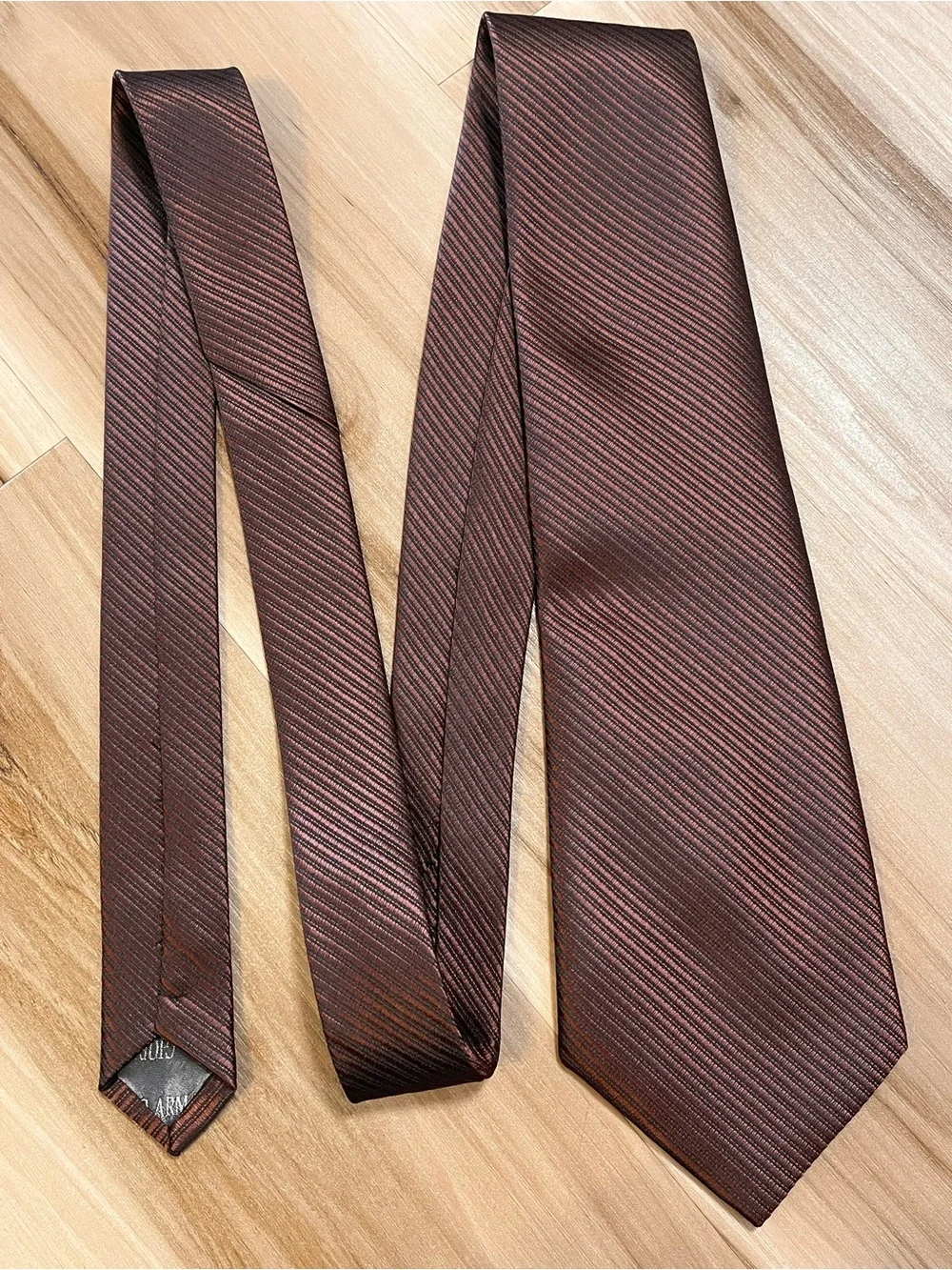 Giorgio Armani Mens 100% Silk Tie Handmade Necktie Stripe Brown/Copper Italy